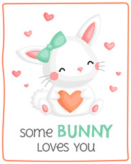 A Simple Vector of Cute Bunny for the Valentine Card