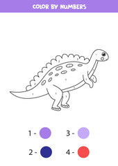 Color cartoon dinosaur Spinosaurus by numbers. Counting game.