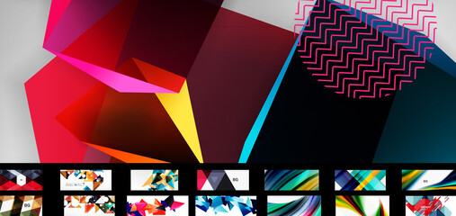 Set of vector abstract backgrounds, various universal geometric designs