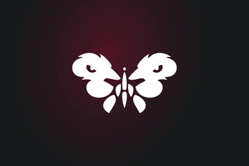 Lion butterfly logo design template, butterfly concept logo and lion face
