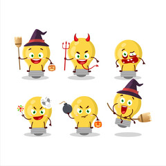 Halloween expression emoticons with cartoon character of bulb lamp
