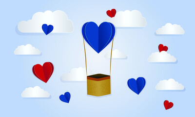 Valentines Day between hearts and clouds