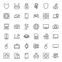 Electronics set line icons