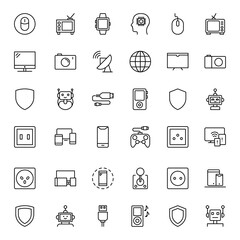 Electronics set line icons