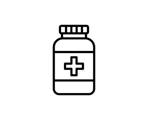 Bottle of pills line icon.