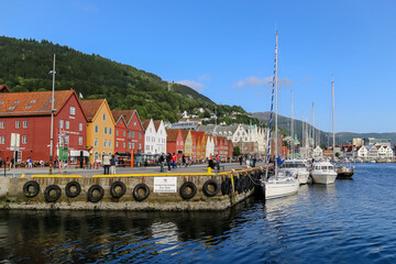 Fototapeta na wymiar Iconic architecture along the waterfront of Bergen Norway