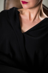 Naklejka premium Anti-aging treatment and face lift. Beautiful woman neck and lips.