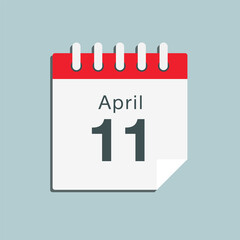 Icon day date 11 April, template calendar page