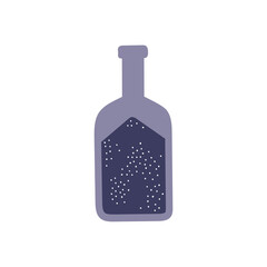 Cute flask with witchcraft potion on white background. Attributes for magic, witchcraft. Love potion. Hand drawn vector isolated single illustration.