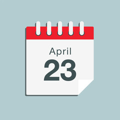 Icon day date 23 April, template calendar page