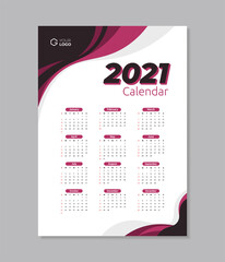 Stylish 2021 wall calendar template