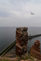 Scenery along the iconic red cliffs of Helgoland in the Waddell Sea off the coast of Germany