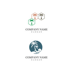 Palm tree summer logo template vector illustration