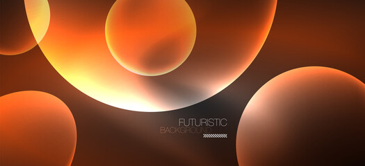 Neon ellipses abstract backgrounds. Shiny bright round shapes glowing in the dark. Vector futuristic illustrations for covers, banners, flyers and posters and other