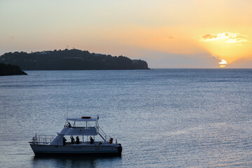 Fototapeta na wymiar Sunset on the horizon in Saint Lucia