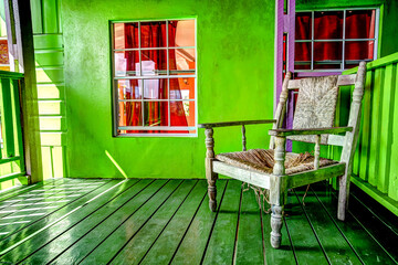 Fototapeta na wymiar Colorful architecture and furniture in Saint Lucia in the Caribbean