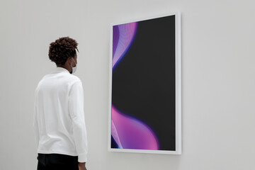 Interactive digital art screen at a gallery