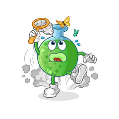 chemical glass catch butterfly illustration. character vector