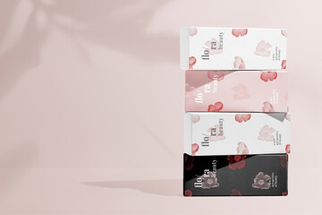 Fototapeta na wymiar Beauty product packaging with floral pattern set, remix from artworks by Zhang Ruoai