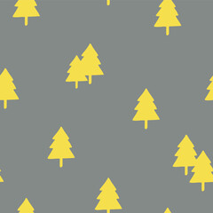 seamless pattern of spruce in Scandinavian style . Doodle tree hand drawn. Minimalistic pattern trending color 2021