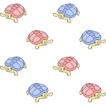 simple turtles.  color animals. vector seamless pattern. baby repetitive background. fabric swatch. wrapping paper. continuous print. design element for home decor, apparel, phone case, textile, cloth