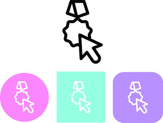 Gold Medal With Arrow Cursor Vector Icon