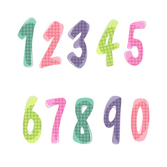 A set of numbers. Color numbers of cartoons. Vector set of 1-9-digit children's icons child