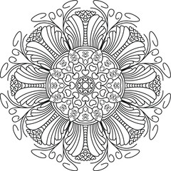 Creative Luxury Mandala Valentine Theme With Heart Shape Coloring Book, Coloring Page. Vector Illustration