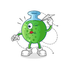 chemical glass with paper plane character. cartoon mascot vector