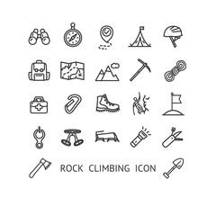 Rock Climbing Sign Thin Line Icon Set. Vector - 404735612