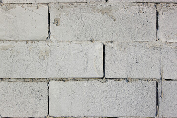 Abstract white brick wall texture depicting in paint colors on an old brick wall. white brick wall background pattern. 