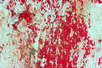Fototapeta premium Textured metal surface with detailed corrosion, rust and scratches. Rusty metal wall, painted metal with rust texture. Rusty metal background with streaks of rust. Rust stains. Metal surface with