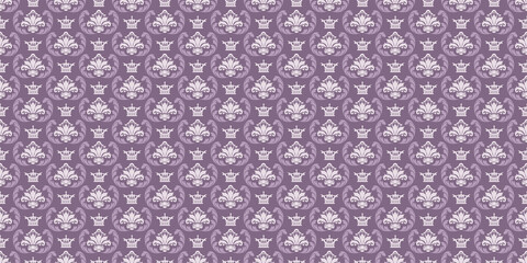 Background pattern in royal style purple tones. Seamless wallpaper texture
