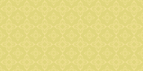 Background pattern with floral ornaments in shades of green. Seamless wallpaper texture
