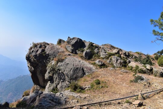 rocks in the mountains with blue sky