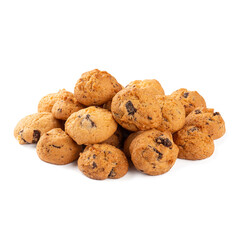 Isolated pile of chocolate biscuits on the white background