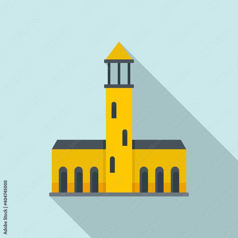 Poster swedish old building icon. flat illustration of swedish old building vector icon for web design