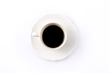 Coffee cup isolated on white background, top view.