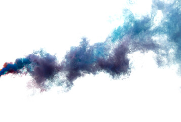 multicolored blue red smoke on white background