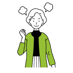 Illustration of an angry senior, upper body.