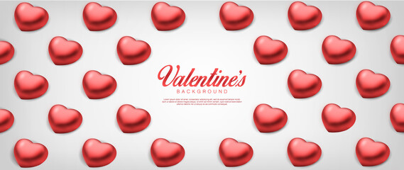 Realistic valentines day background. Romantic Premium Vector pattern of 3d red hearts 