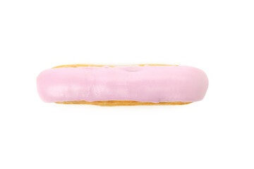 Delicious eclair with custard isolated on white background
