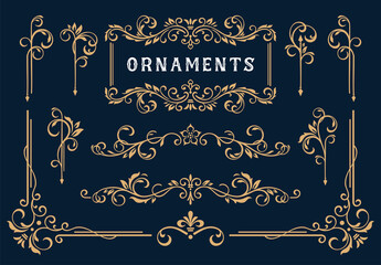 Classic ornament frame element, Vintage border illustration