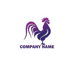 Fototapeta na wymiar chicken logo icon with beautiful purple gradations