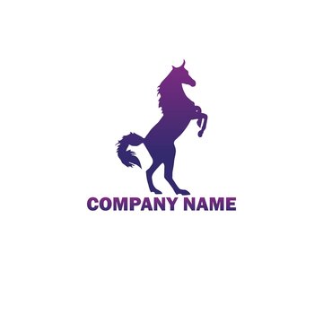 standing horse logo icon with beautiful purple gradations