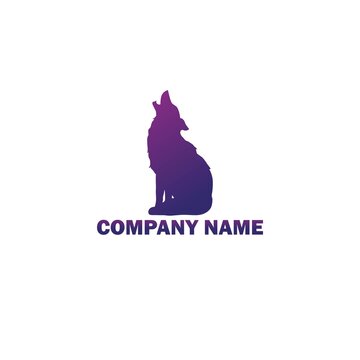 wolf logo icon with beautiful purple gradations