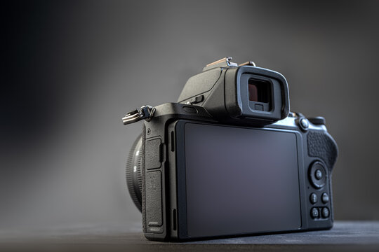 digital camera viewfinder on dark background