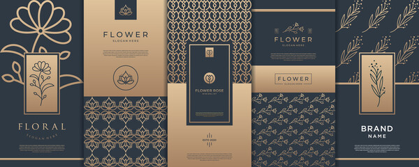 Gold product packaging collection logo design template.