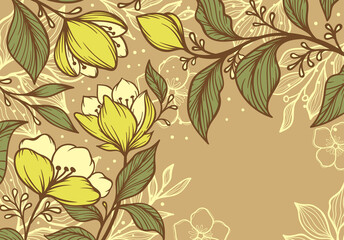 Abstract tropical floral art background