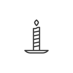 Birthday candle line icon. linear style sign for mobile concept and web design. Striped candle outline vector icon. Symbol, logo illustration. Vector graphics